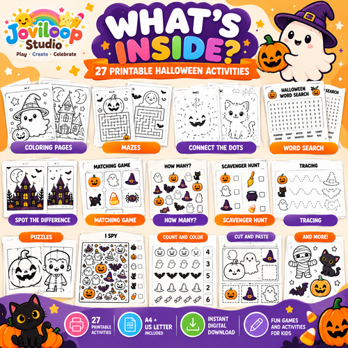 Halloween Activity Book for Kids – 27 Printable Halloween Activities