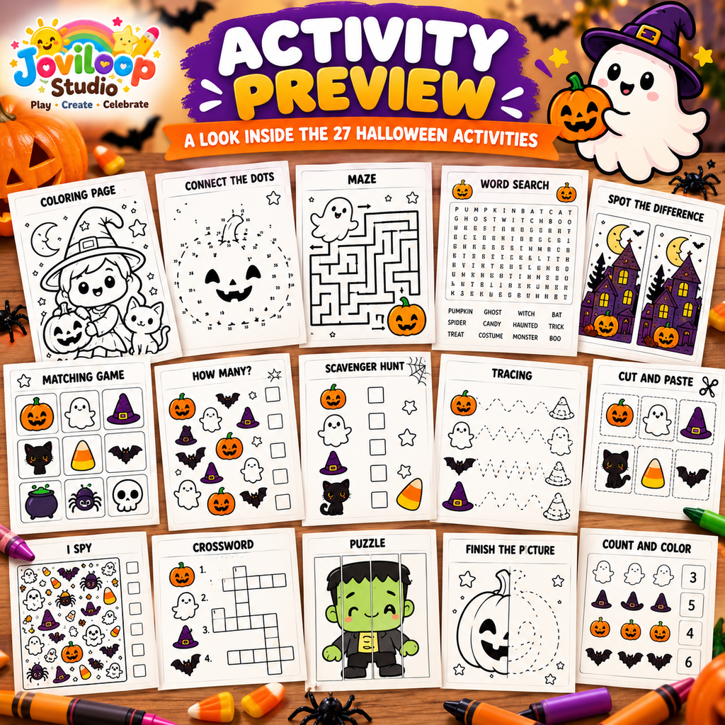 Halloween Activity Book for Kids – 27 Printable Halloween Activities
