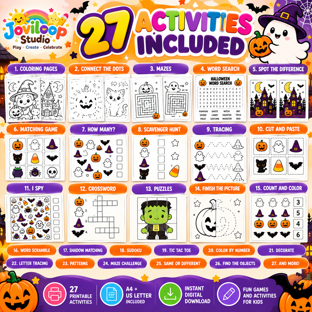Halloween Activity Book for Kids – 27 Printable Halloween Activities