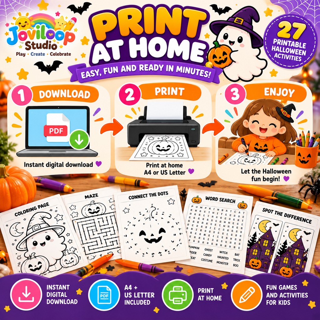 Halloween Activity Book for Kids – 27 Printable Halloween Activities
